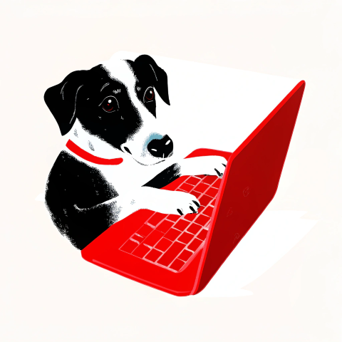Dog using laptop